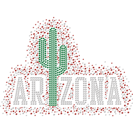 Shining Arizona Cactus Rhinestone Iron On Prints